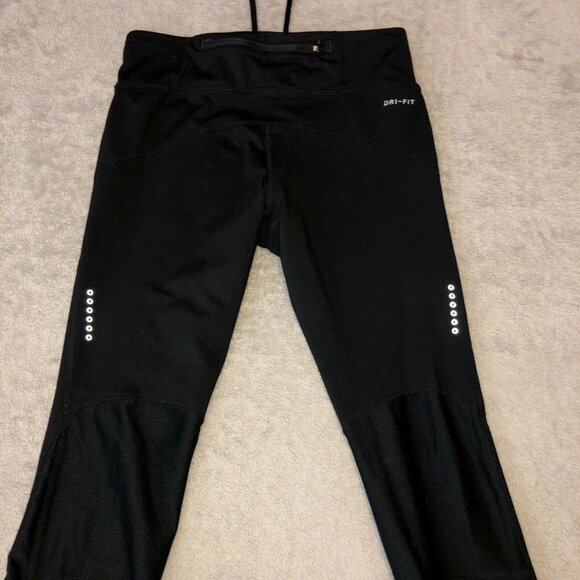 NIKE Dri-Fit Womens Black Running Pants Leggings Reflective Bars Sz Small - Picture 7 of 10
